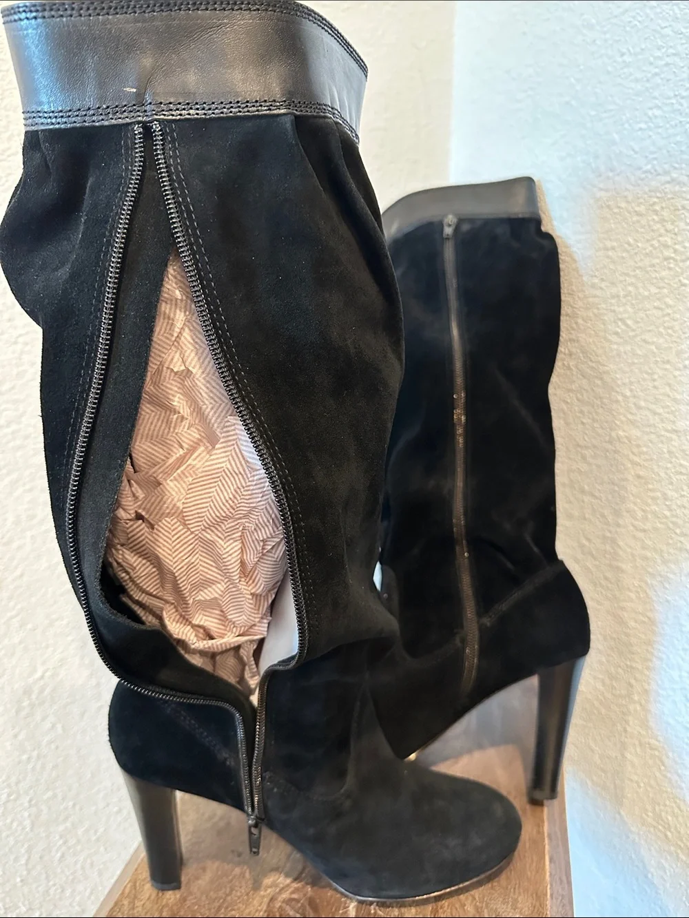 Michael Kors Black Suede Slouch Knee-High Boots Size 9